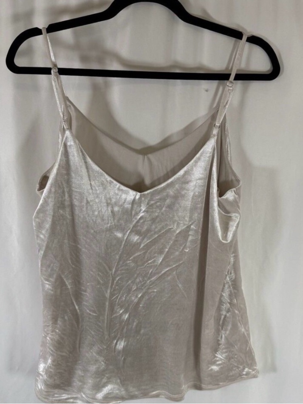 Banana Republic Plush Tank Top Women Medium champagne Velvet Adjustable Straps